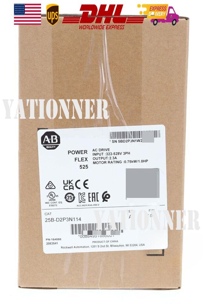 2023 New Allen-Bradley 25B-D2P3N114 PowerFlex 525 0.75kW 1Hp AC Drive