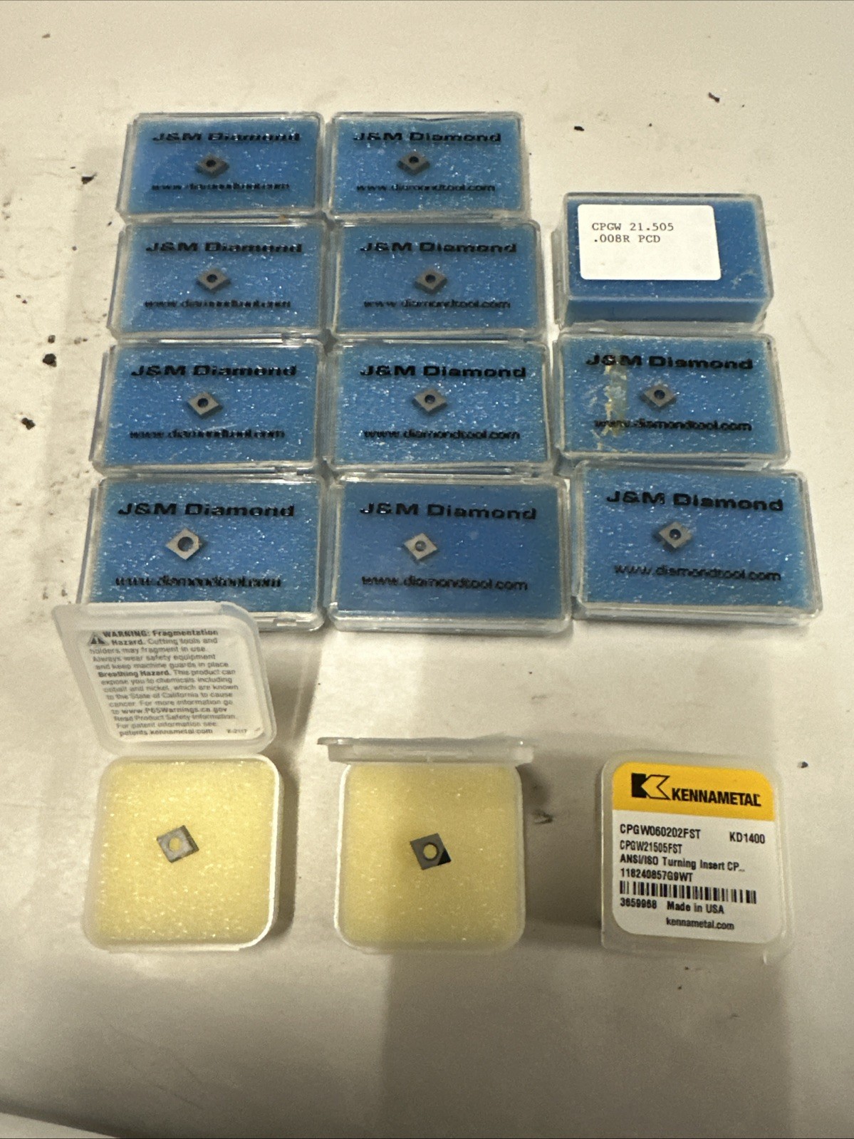 New Kennametal & J & M Diamond CPGW 21.505/060202FST-KD1400 Inserts Lot Of 14