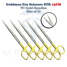 5 Pieces Surgical Goldman Fox Scissors Straight TC 13cm Dental Shears Veterinary picture
