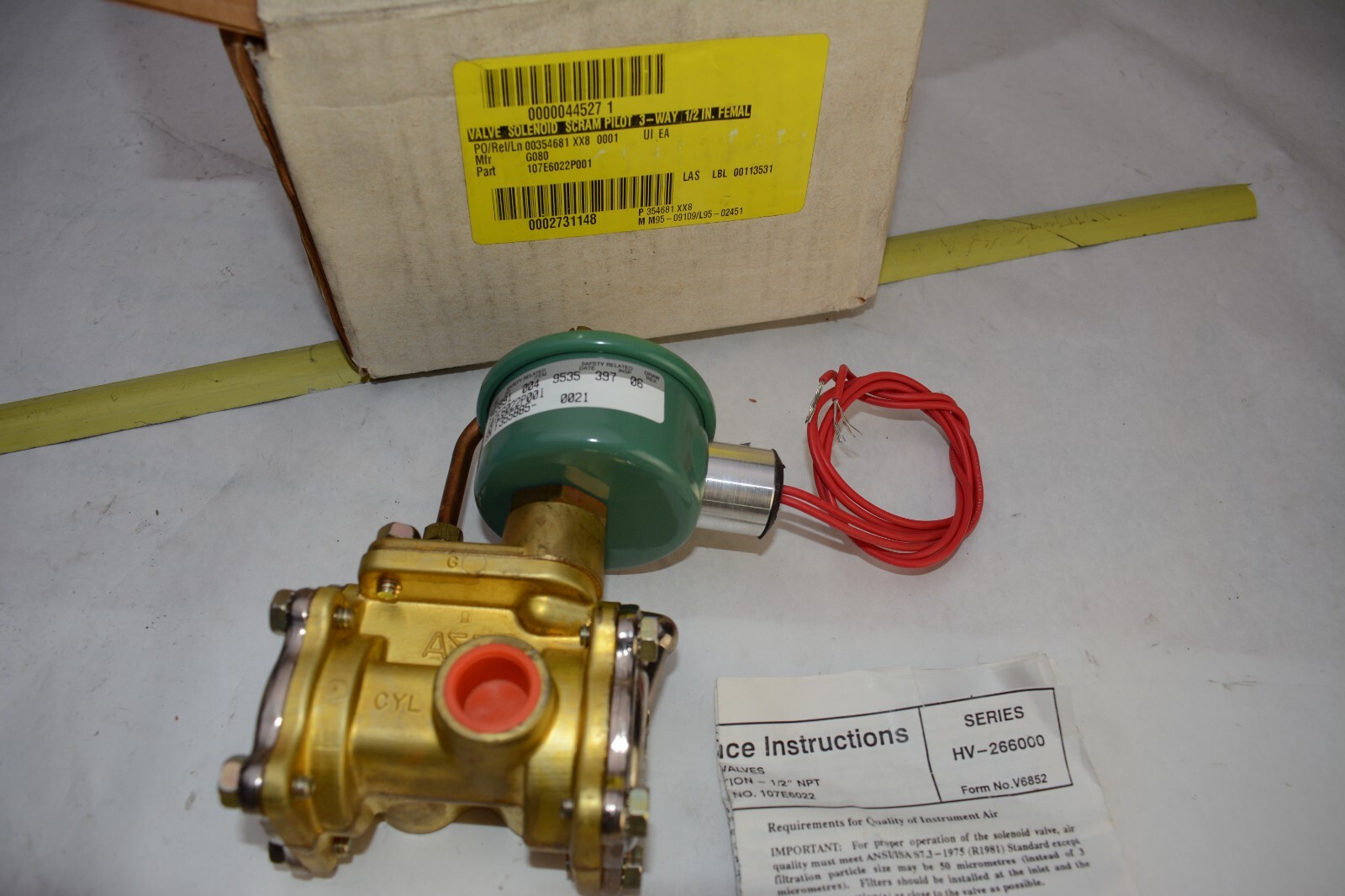 ASCO HV2660002J RED-HAT SOLENOID VALVE 115VAC 1/2\