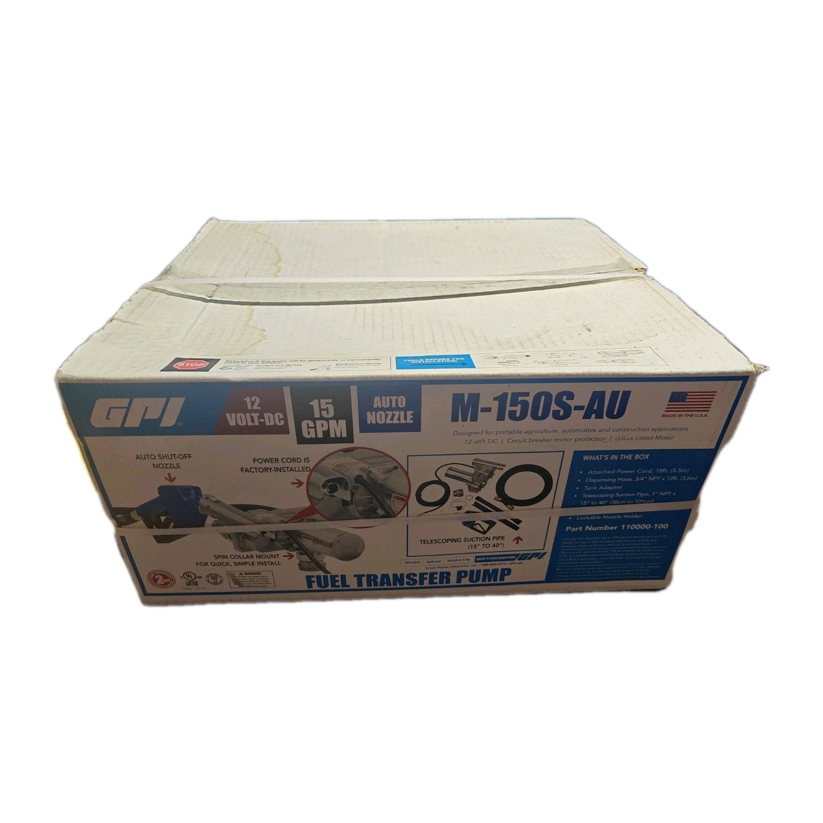 NEW GPI Fuel Transfer Pump w/Auto Shut-Off Nozzle,15GPM  #M-150S-AU (110000-100)