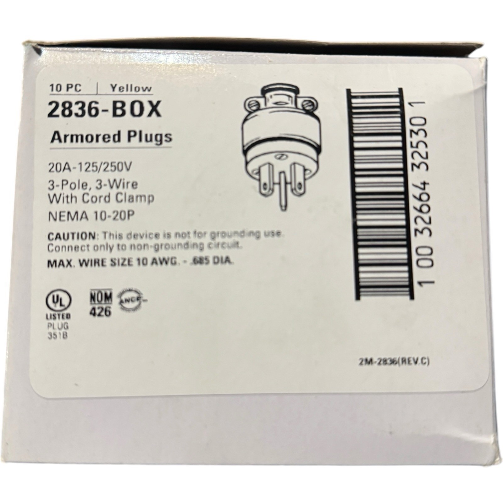 Eaton 2836-BOX Armored Plugs 10 Pack NEMA 10-20P 20A 125/250V NEW