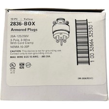Eaton 2836-BOX Armored Plugs 10 Pack NEMA 10-20P 20A 125/250V NEW picture
