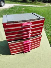 Pair of Vintage Ohmite “Little Devil” Stackable 5-Drawer Resistor Cabinets with  picture