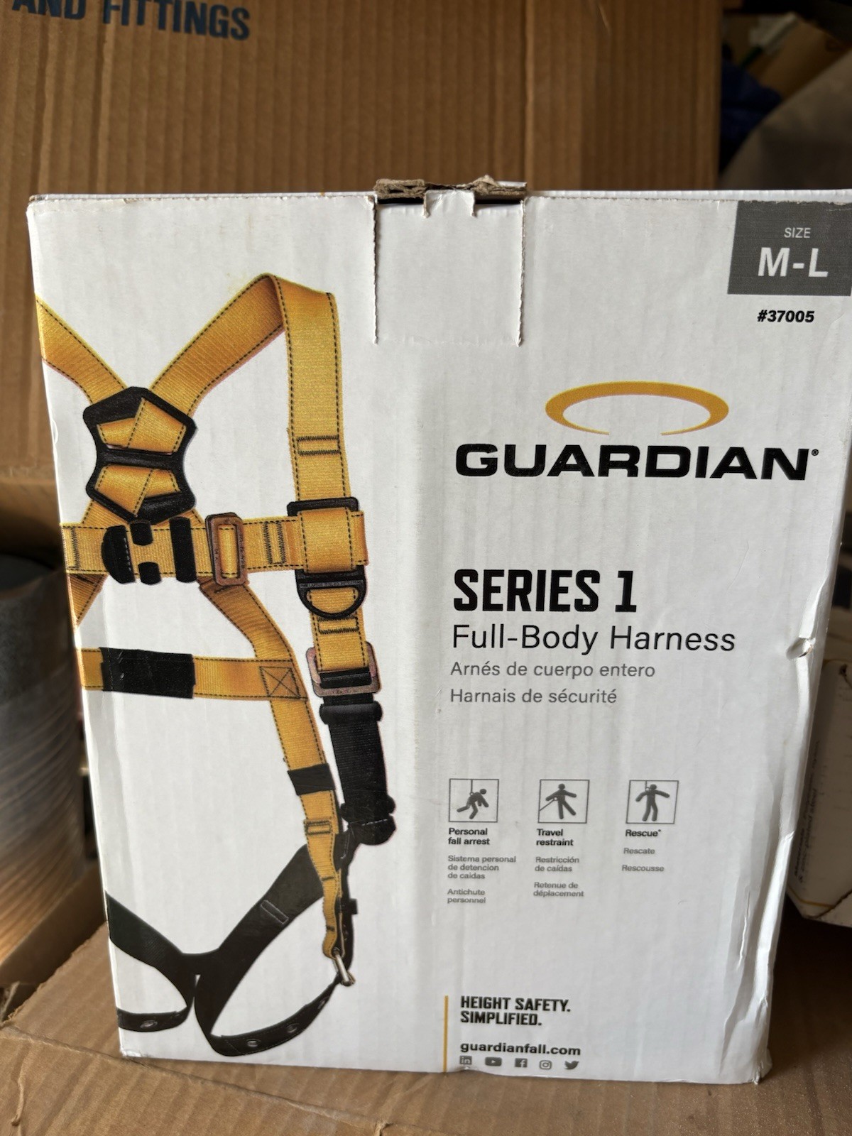  Guardian Fall Protection #37005 Series 1 Harness W/PT Chest & TB Legs Size M-L 