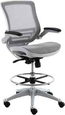 Harwick Evolve All Mesh Heavy Duty Drafting Chair - Platinum Finish, 26