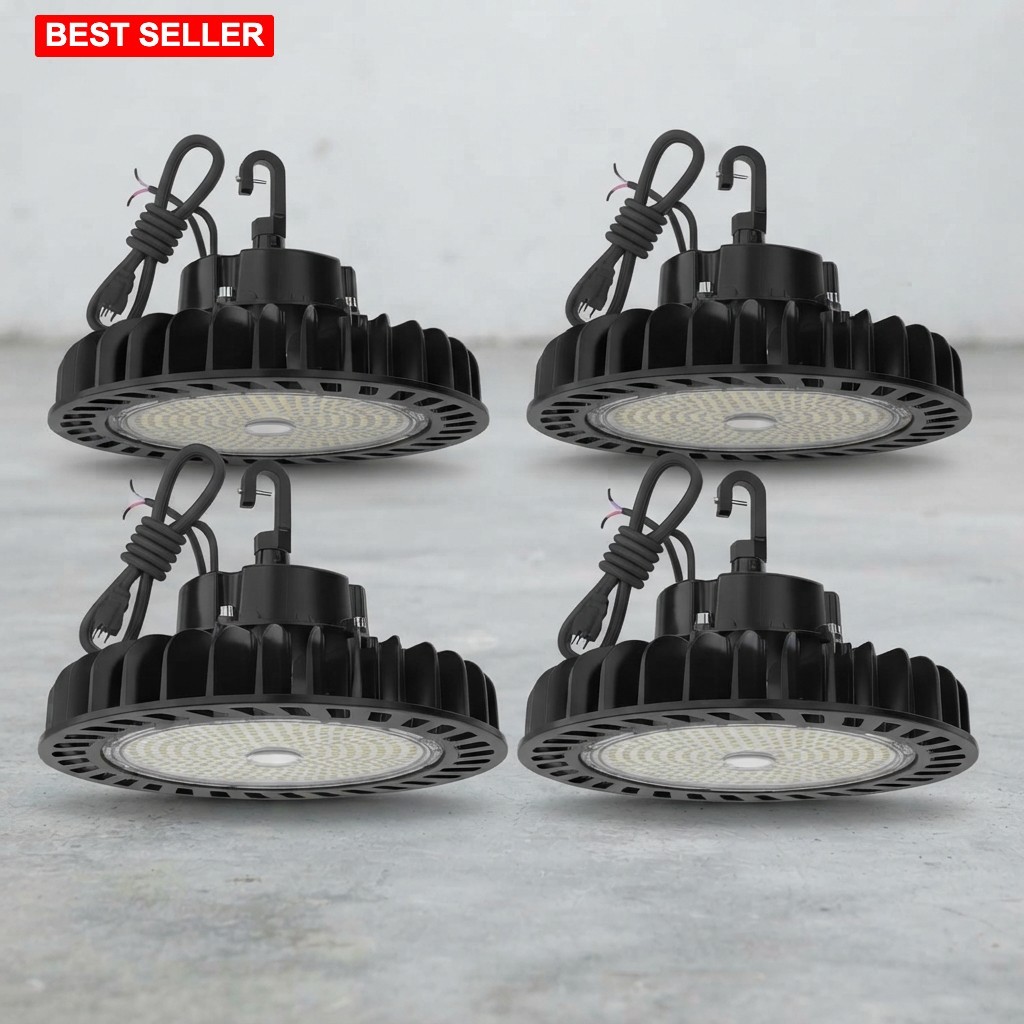 UFO LED High Bay Light 200W 29000 Lm 5000K Dimmable 4 Pk IP65 Commercial Bronze