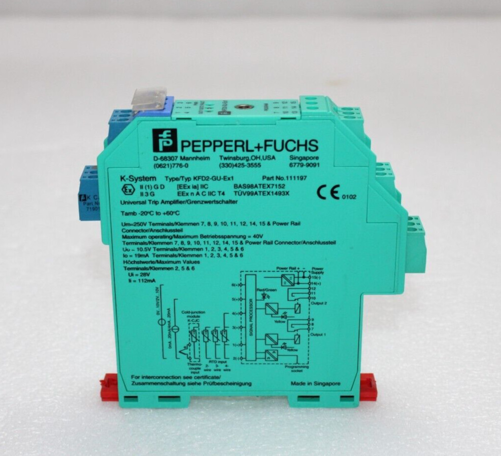 PEPPERL+FUCHS KFD2-GU-EX1 TEMPERATURE TRIP AMPLIFIER P/N:111197 PEPPERL+FUCHS KFD2-GU-EX1 TEMPERATURE TRIP AMPLIFIER P/N:111197