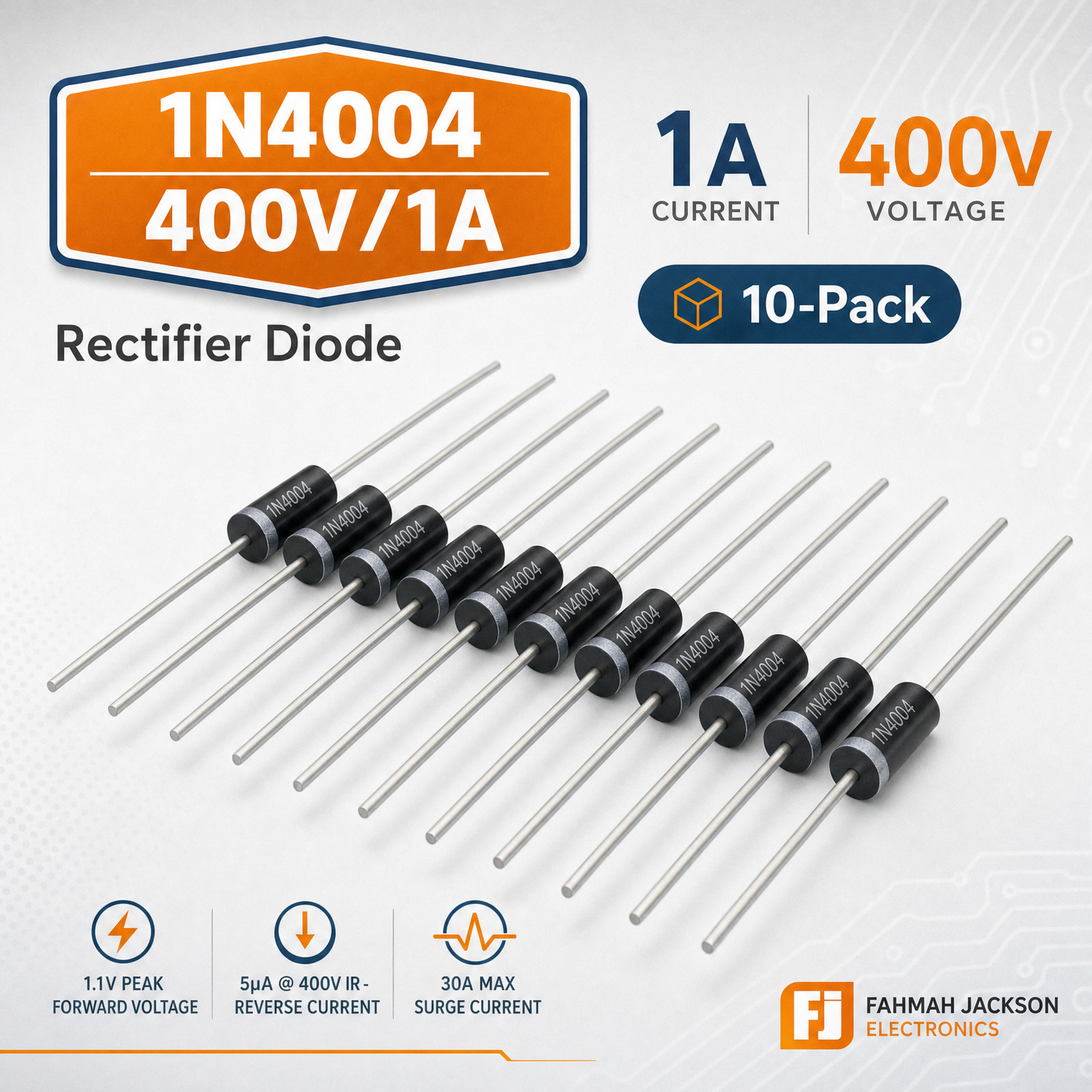 10x 1N4004 Diode | 1A 400V Rectifier Diode DO-41 Fast Switch IN4004 | US SHIP