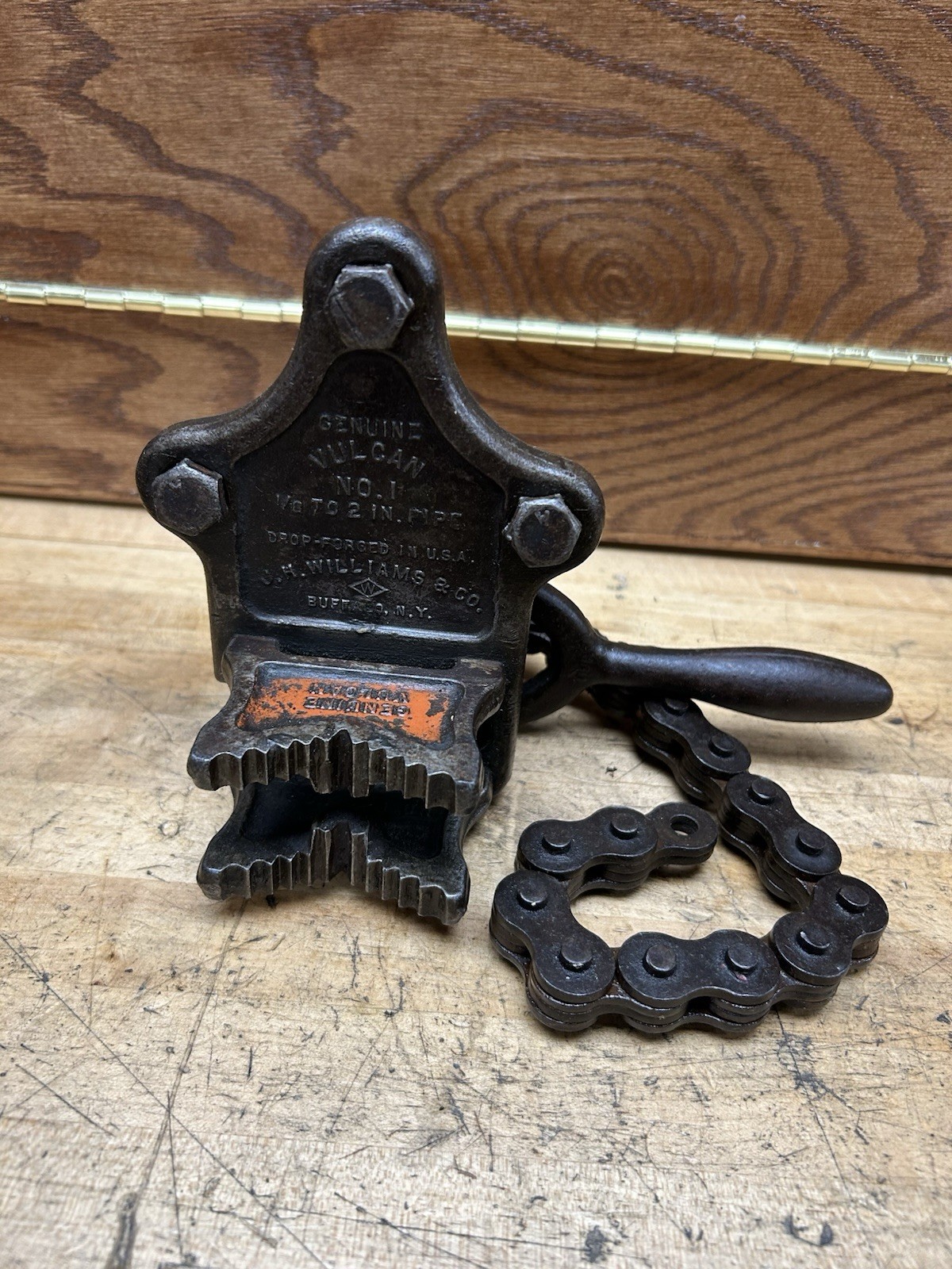 Vintage J.H. Williams Co. Vulcan No.1 Chain Pipe Vise 1/8”-2” Buffalo NY