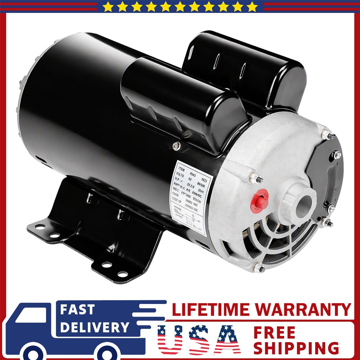 7.5HP SPL Air Compressor Motor 230V 3450RPM 56 Frame 7/8