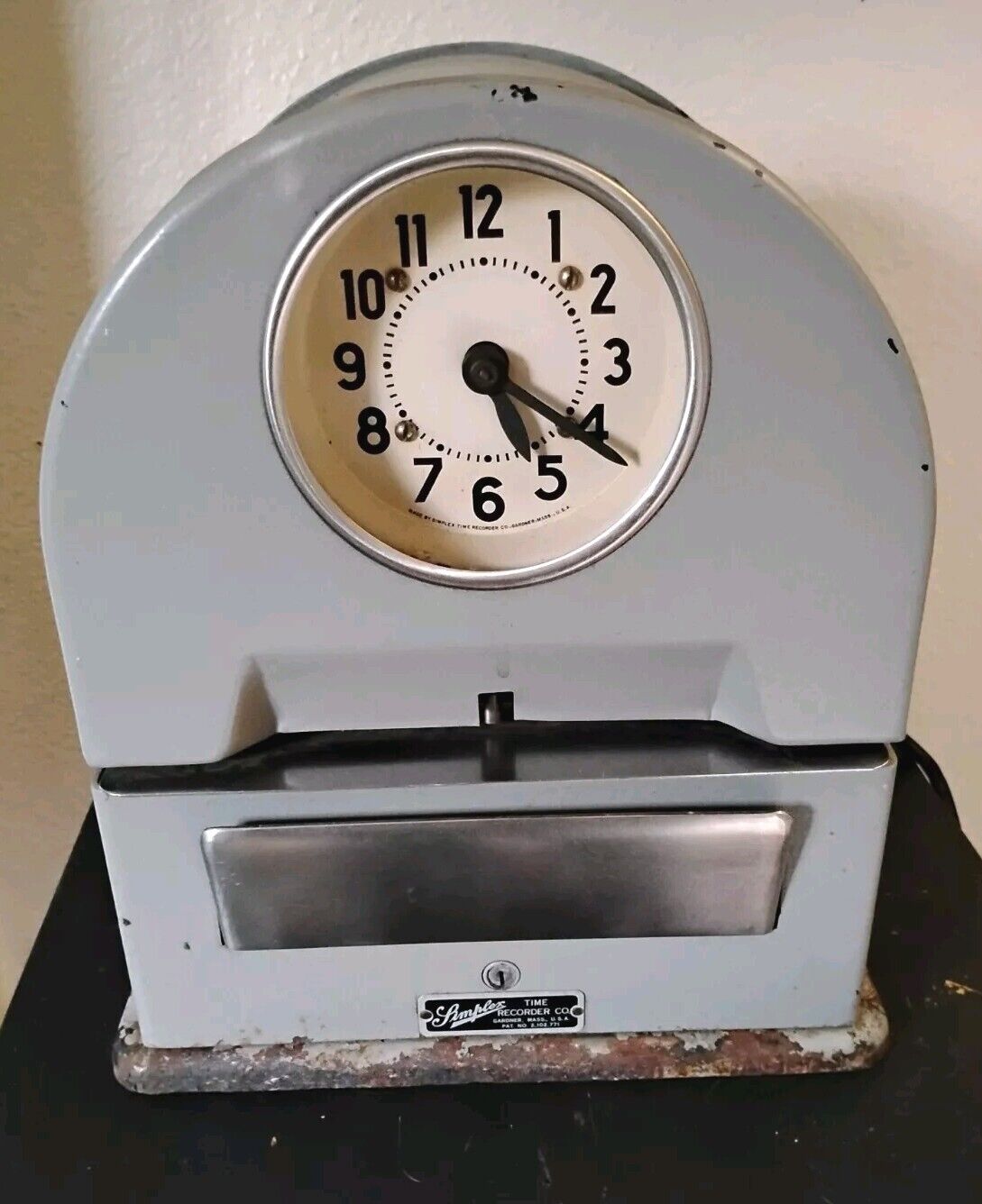 Vintage Antique Simplex Time Recorder Equipment PUNCH CLOCK Garner Mass WORKS