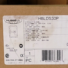 Hubbell HBLDS30P Locking Disconnect Switch 30A 600VAC AC Motor Gray/Red picture