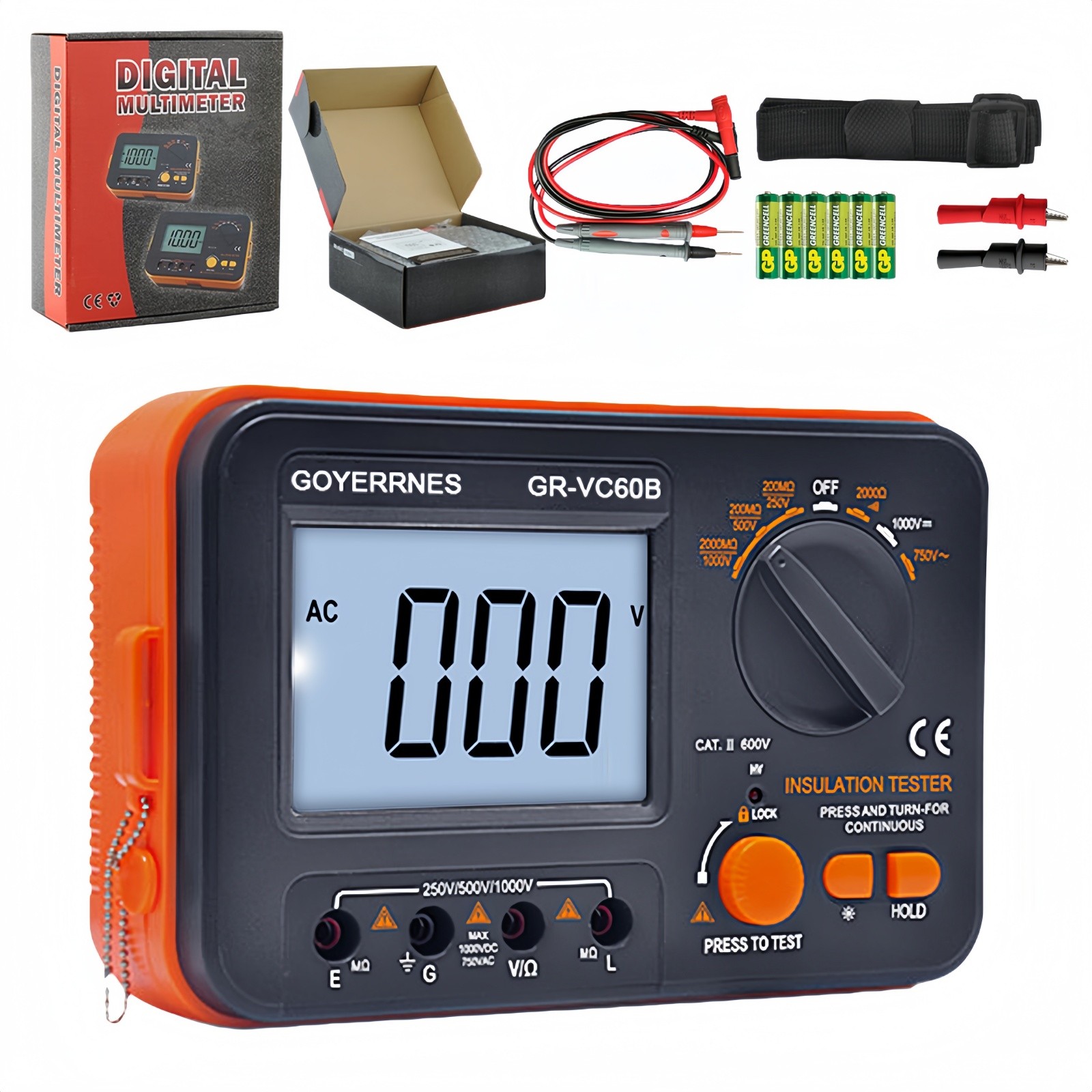 Digital Megohmmeter Insulation Resistance Tester for Advanced Industrial 2000MΩ