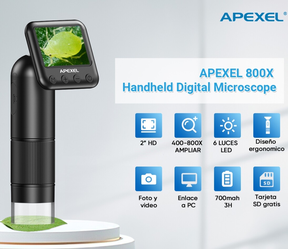 APEXEL Pocket Handheld Digital Microscope with Slide 800X Mini ...