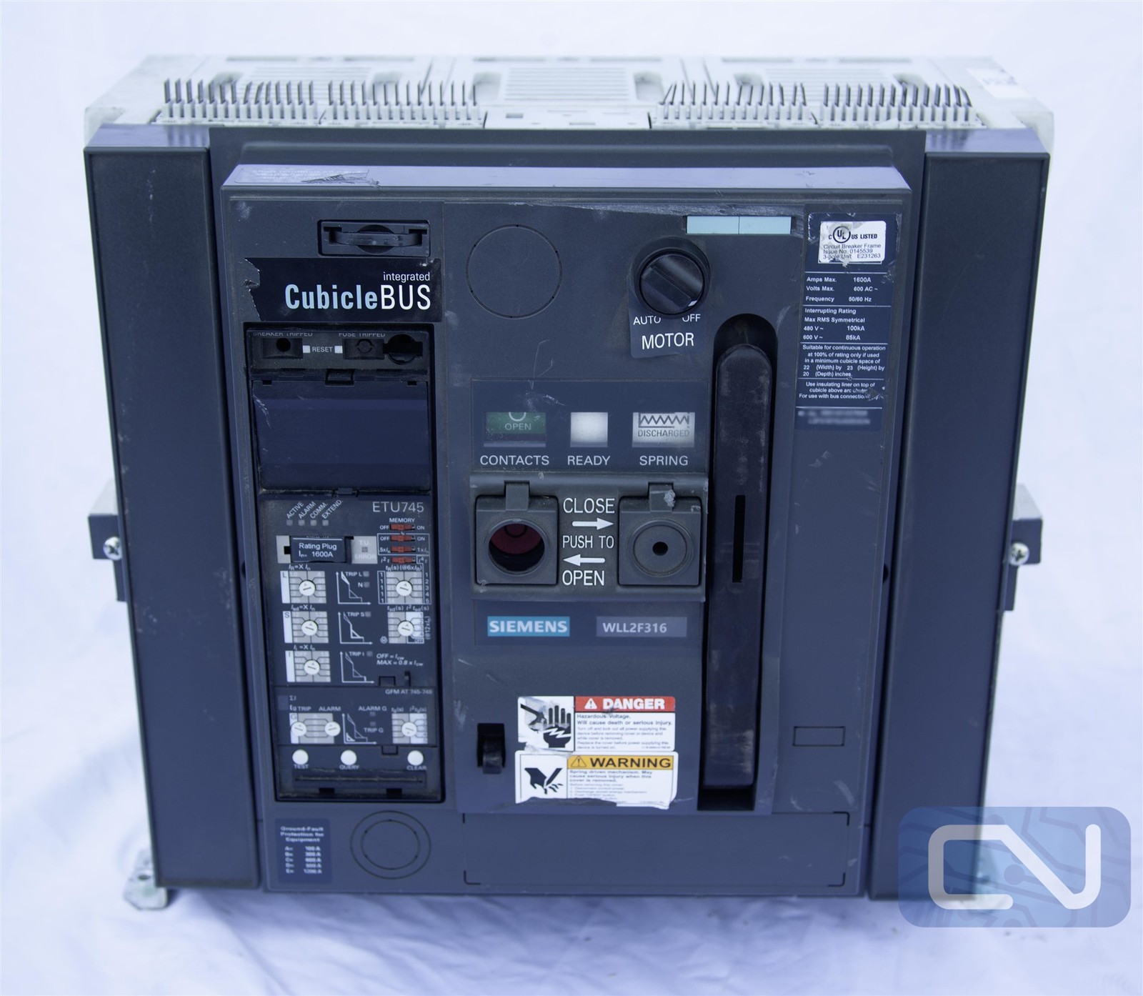 Siemens WLL2F316 1600A 3P 600V Circuit Breaker ETU745 LSIG CubicleBus [AS-IS]