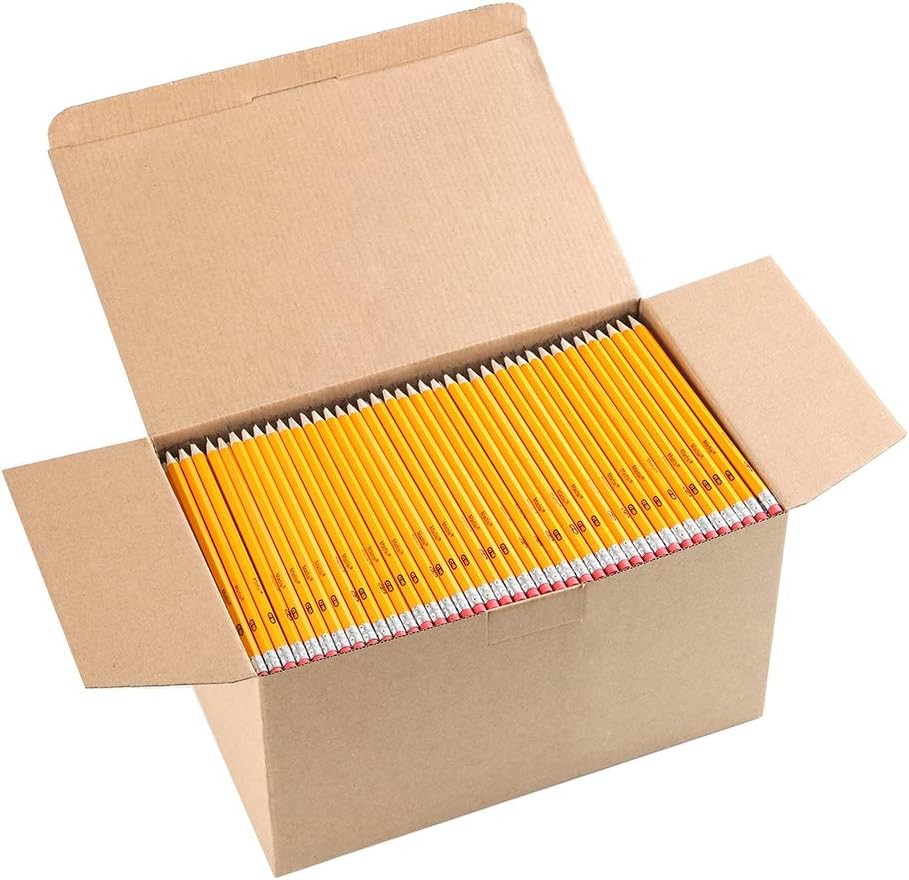 Madisi Wood No. 2 HB Pencils, Yellow, Bulk Pack of 1000 Pencils
