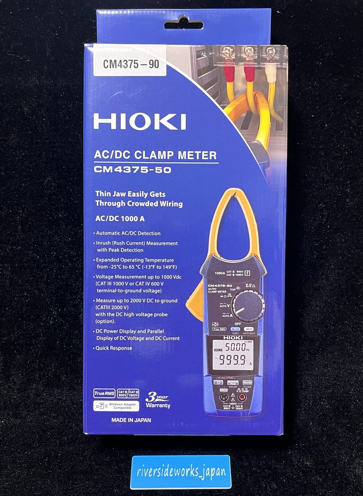 Hioki CM4375-90 True RMS 1000 A AC/DC Clamp Meter with Wireless Adapter Z3210 JP