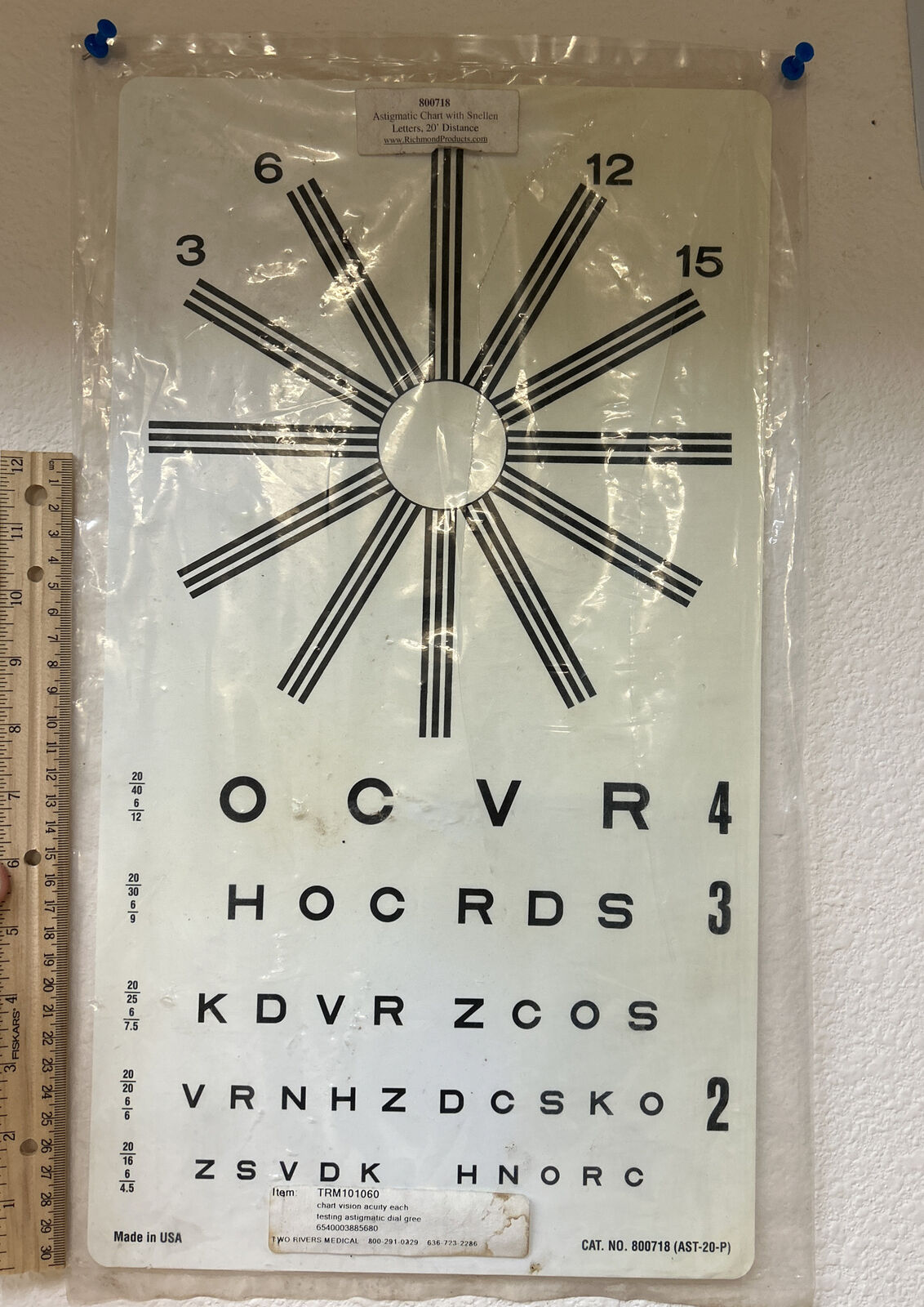 Vintage Astigmatic Chart With Snellen Scale Letter Eye Chart ...