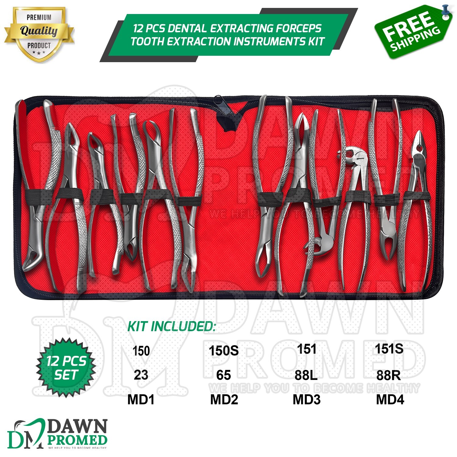 12 Pcs Dental Extracting Forceps Tooth Extraction Instruments Kit Set German Gr 12 Pcs Dental Extracting Forceps Tooth Extraction Instruments Kit Set German Gr