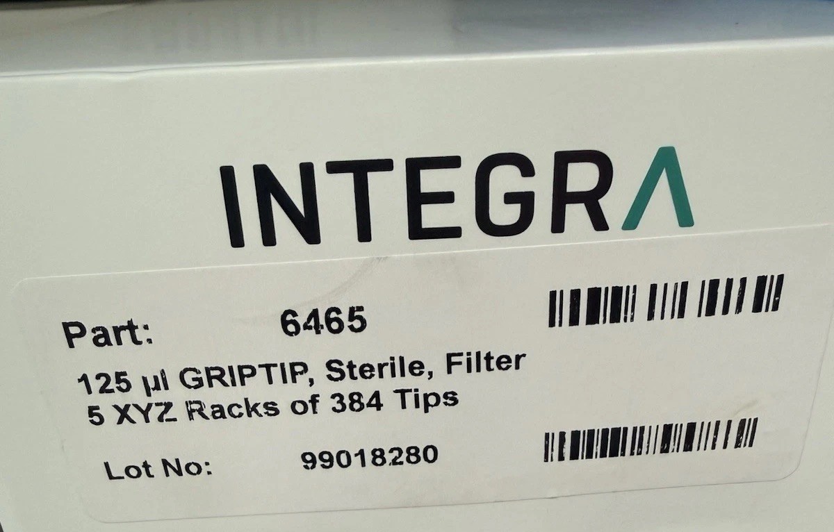 Integra 6465 (lot Of 2) 125uL Sterl, Filt 5 XYZ Rack of 384 Tips