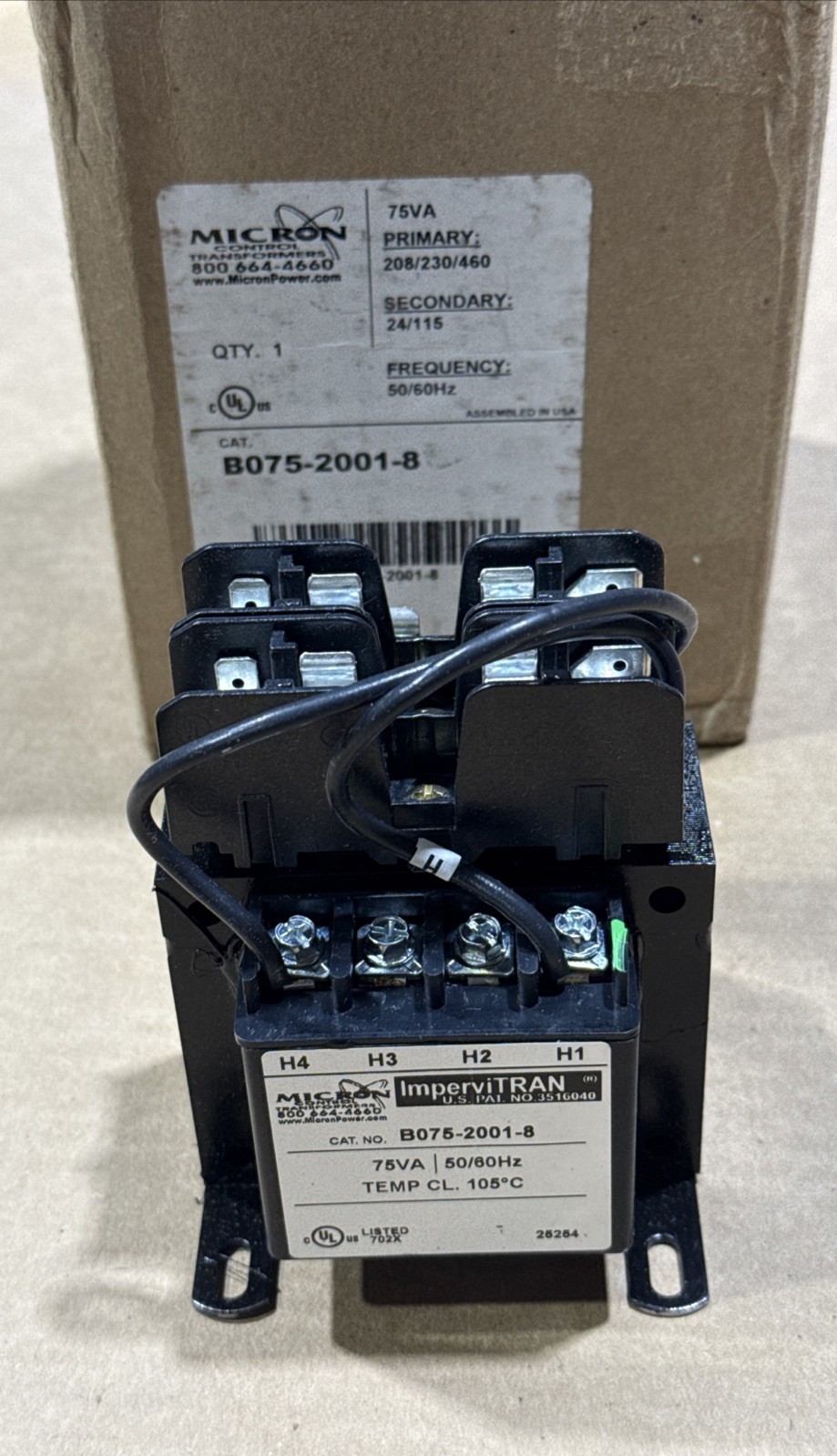 Micron Industries B075-2001-8 Transformers ImperviTRAN Series ImperviTRAN 75 New