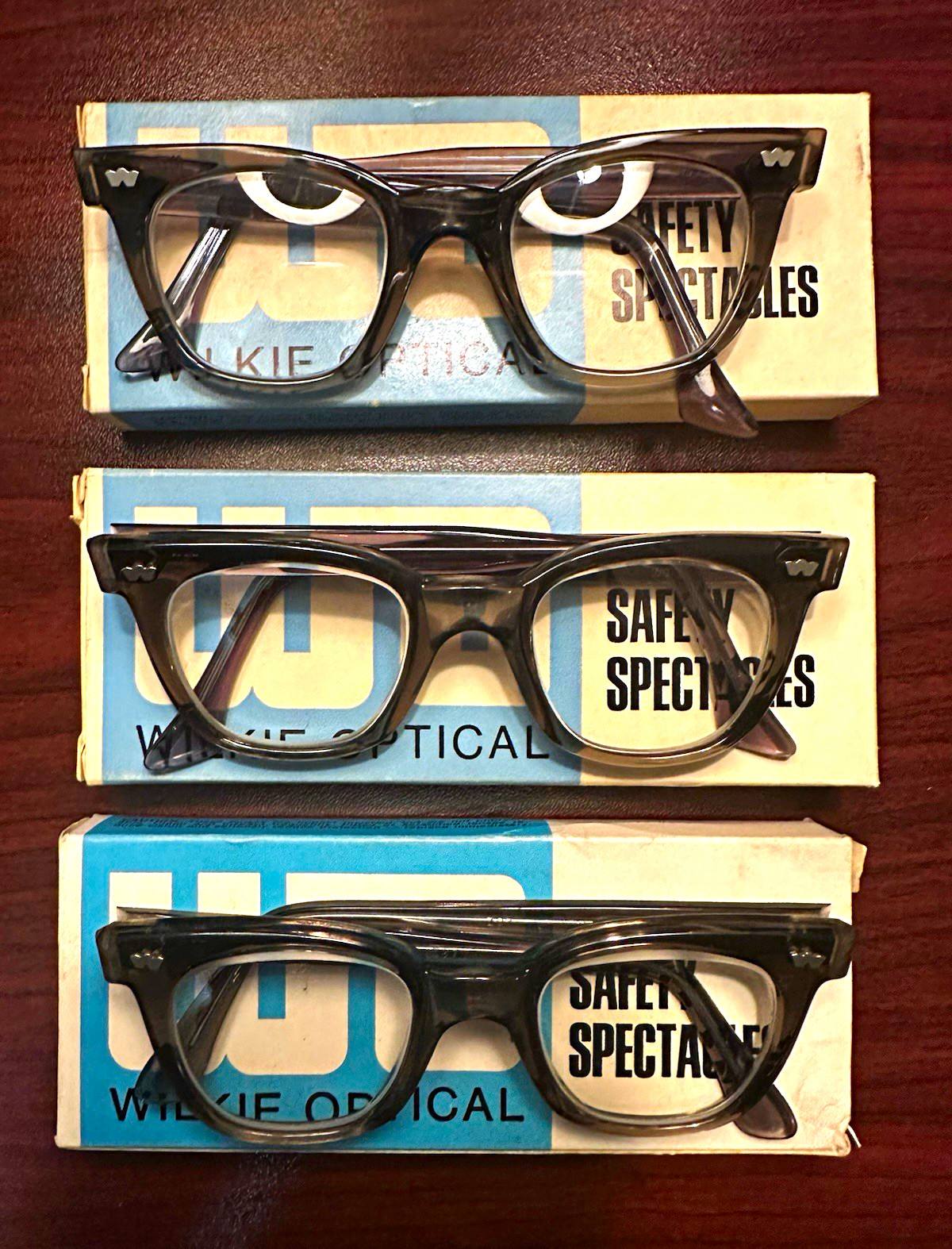 Lot of 3 Vintage 1960s Wilkie Optical Safety Glasses / Spectacles