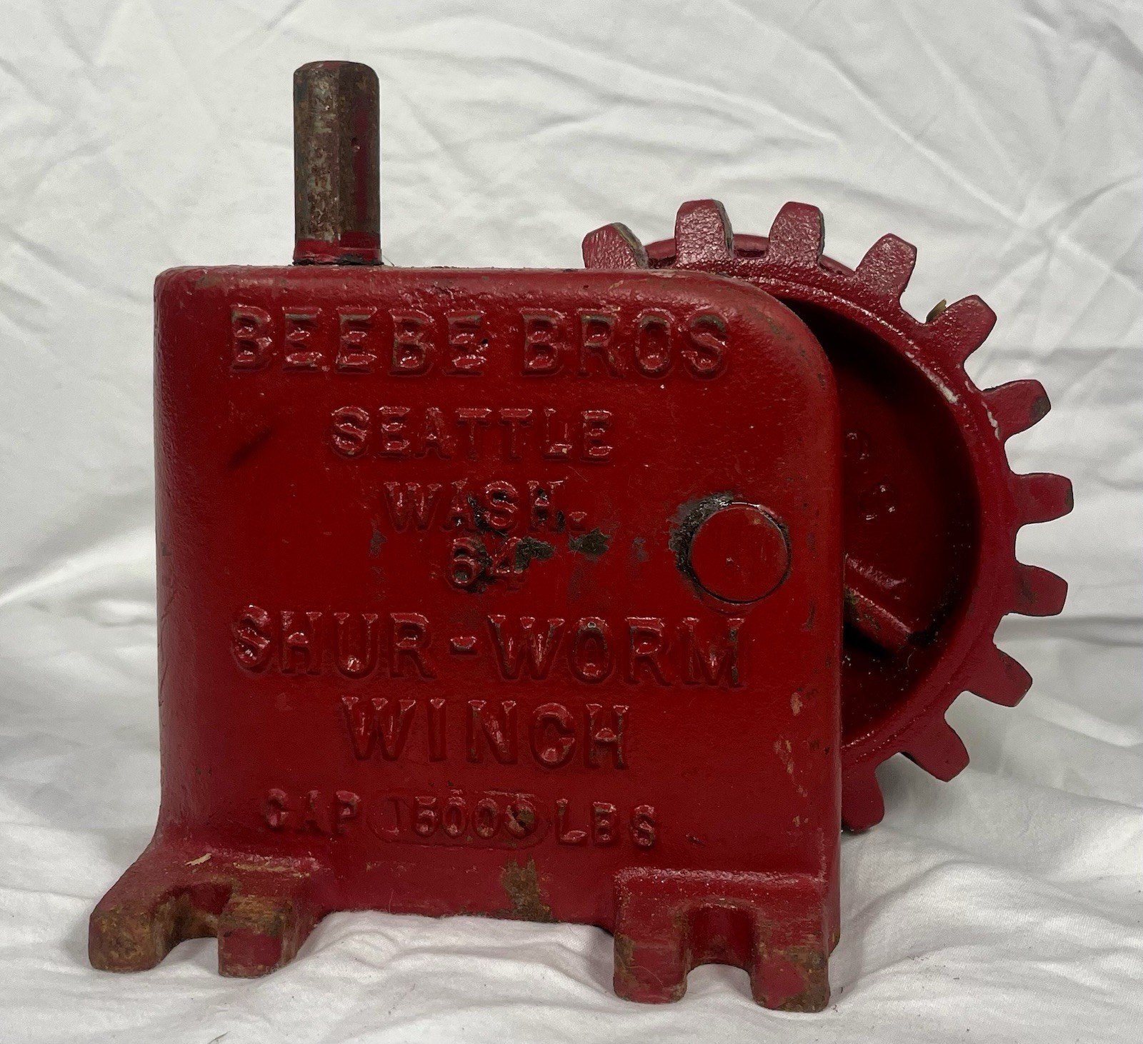 Vintage Beebe Bros 1500 LBs Hand Crank Shur-Worm Winch 64 Original Paint Seattle