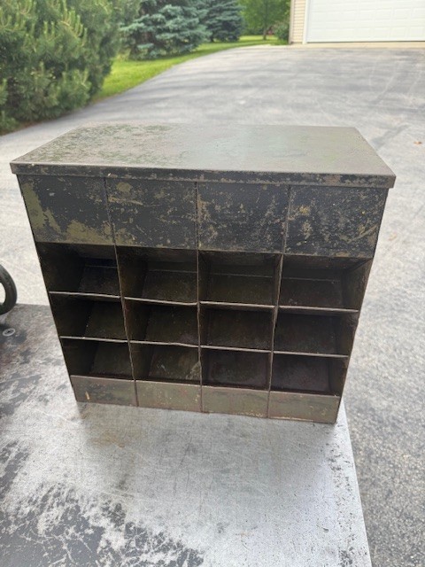 Vintage LYON Metal Parts Hardware Chute Style Bin Cabinet Organizer