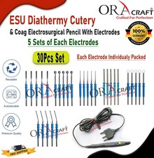 ESU Diathermy Cutery & Coag Electrosurgical Pencil With Electrode 5 Sets of Each picture