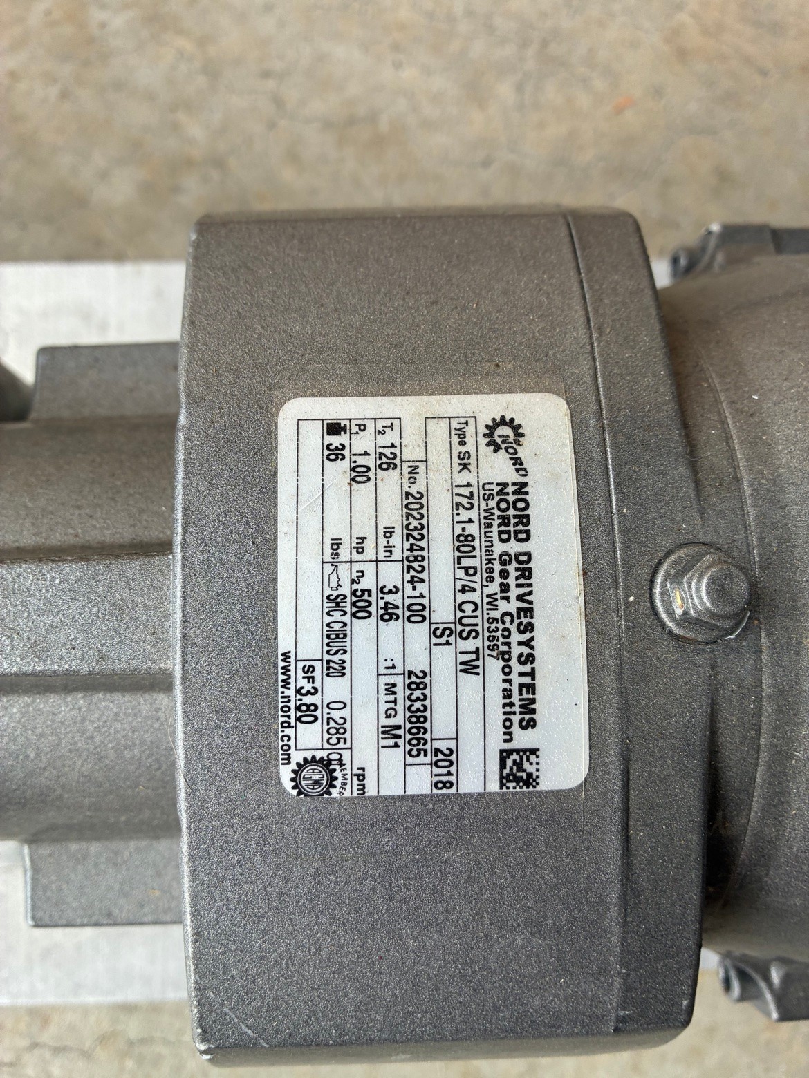Unibloc-GP Sanitary PD Pump w/ NEW Nord 1HP Gearmotor 500RPM + Gasket Kit
