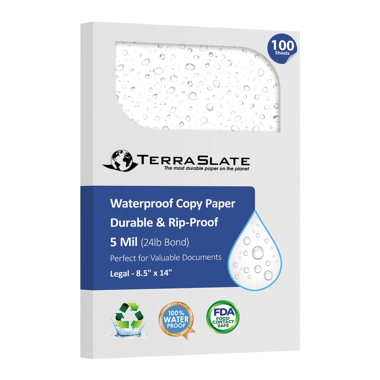 TerraSlate Waterproof Rip-Proof Paper 5 Mil 8.5 TerraSlate Waterproof Rip-Proof Paper 5 Mil 8.5