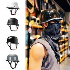 German Novelty Shiny Black Motorcycle Half Helmet Cruiser Biker S,M,L,XL,XXL picture