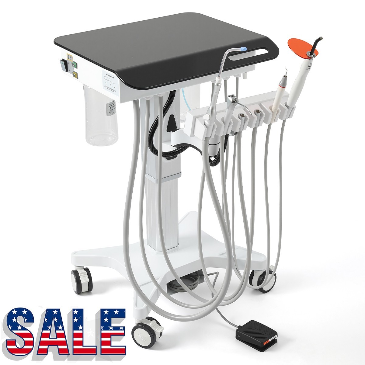 Mobile Dental Portable Delivery Liftable Unit Electric+Curing Light + Scaler