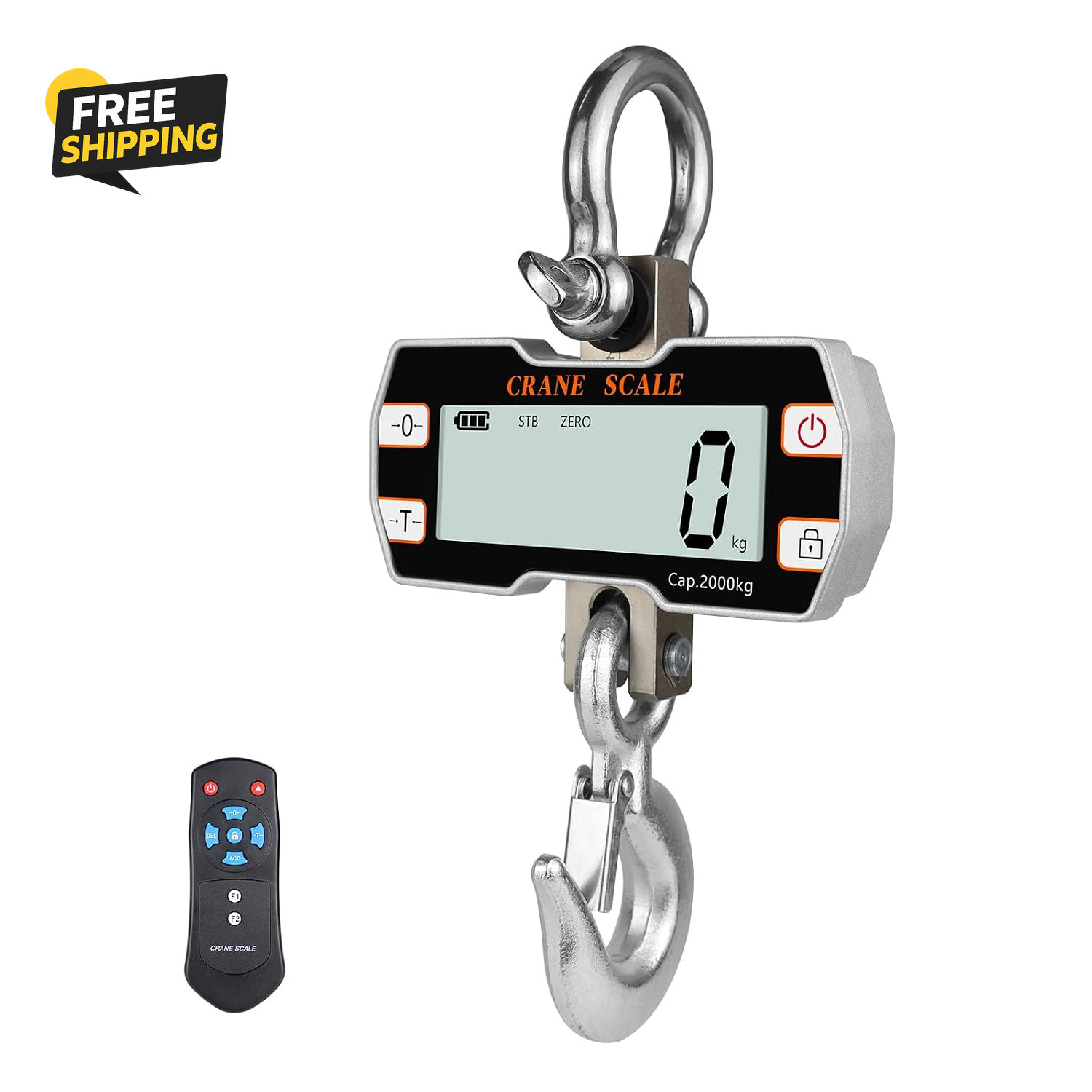 Scale Maximun 2000Kg 4400Lb Digital Crane Scale 2 Ton Heavy Duty Hanging Scale with ...