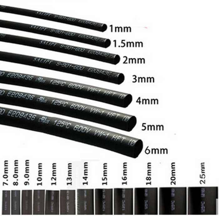 10M/30ft Heat Shrink Tubing Tube Black 1mm 2mm 3mm 4mm 5mm 8mm 10mm 1- 12mm 2:1