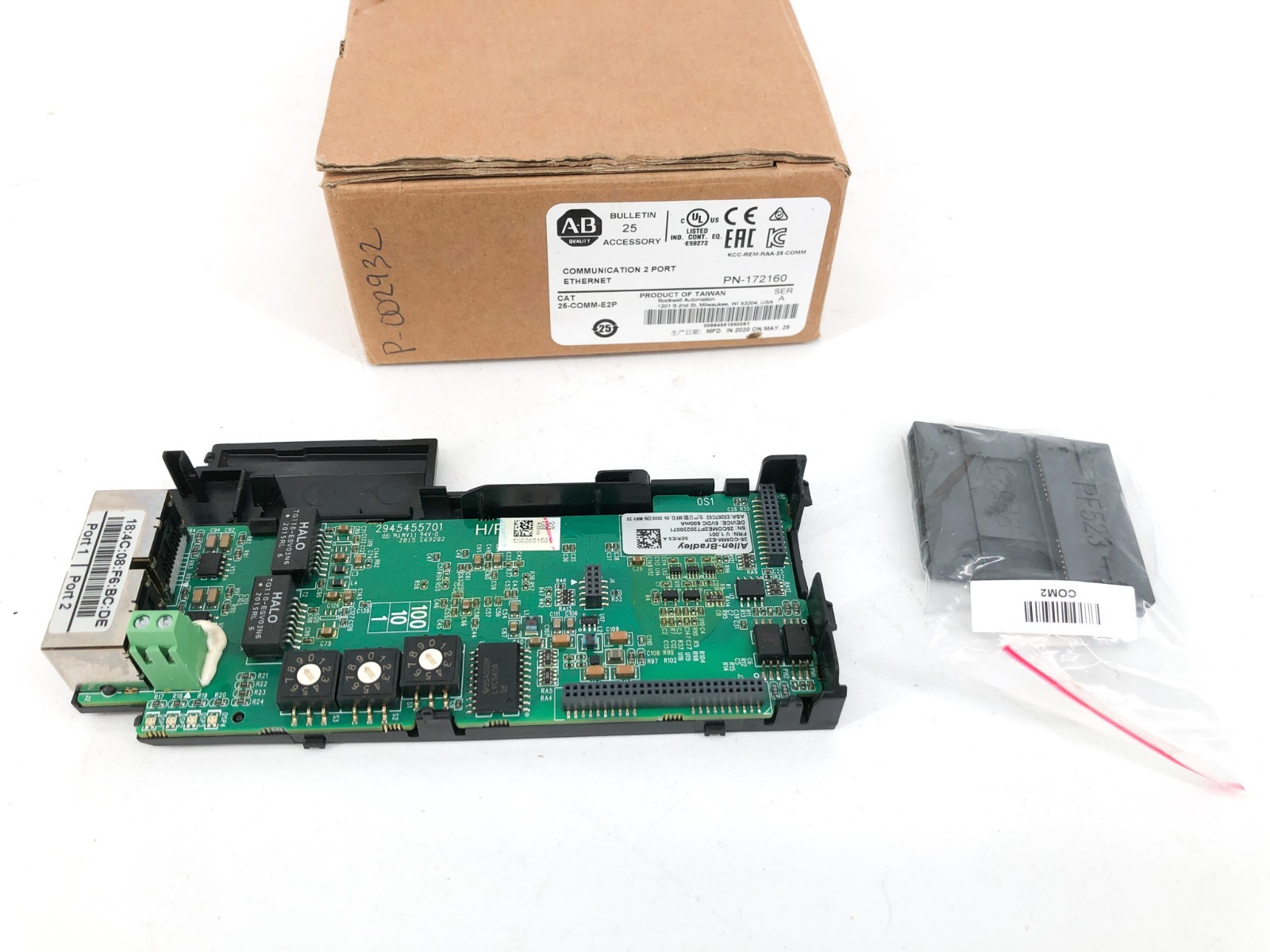 New Allen Bradley 25-COMM-E2P Ethernet Communication Adapter 2-Port Ser. A