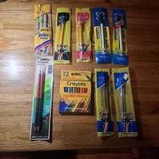 Vintage 1980s Bic Crayola pens color Papermate pencils NOS Lot picture