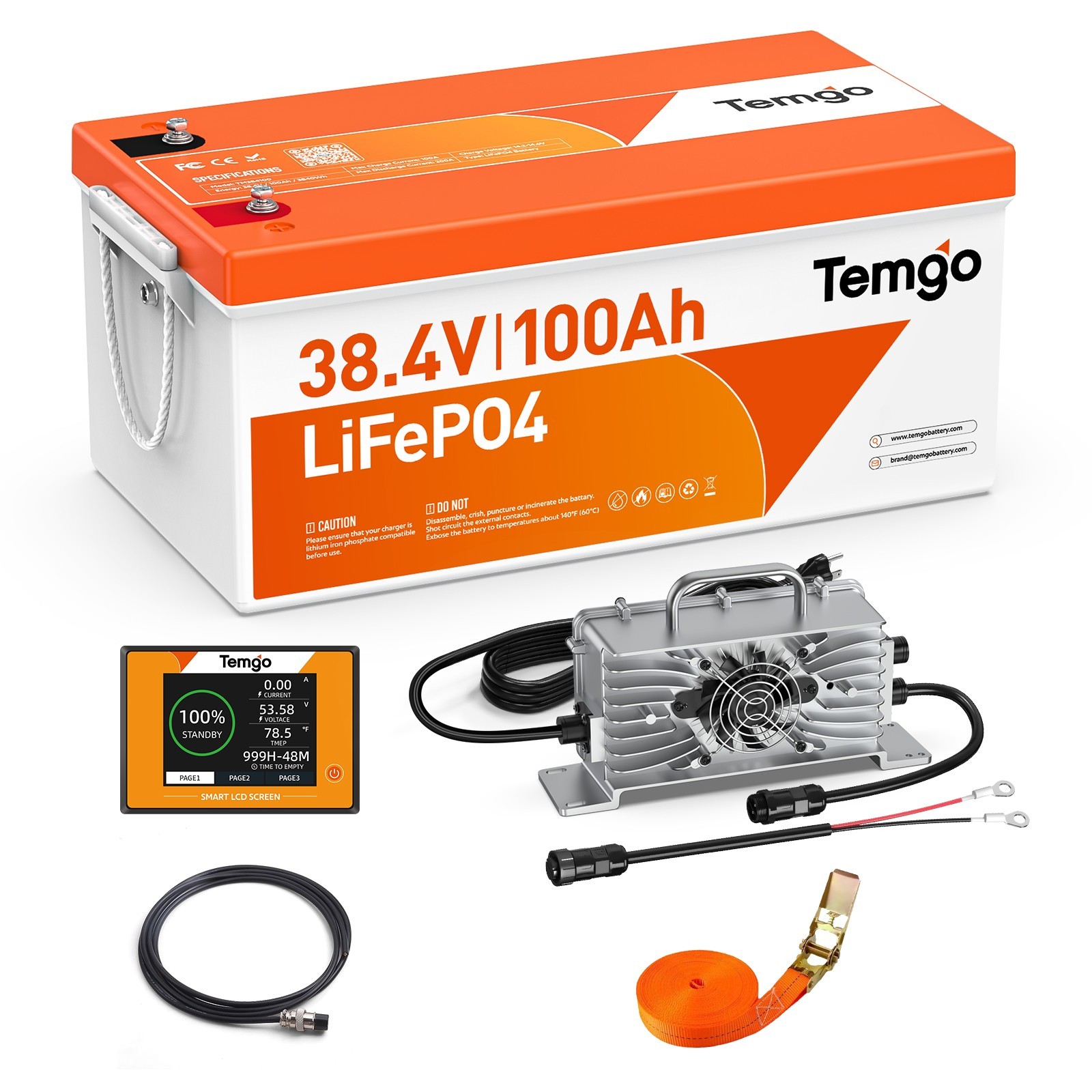 36V 102Ah Golf Cart Lithium Battery Kit +20A Charger For E-Z-GO, Club Car,ICON
