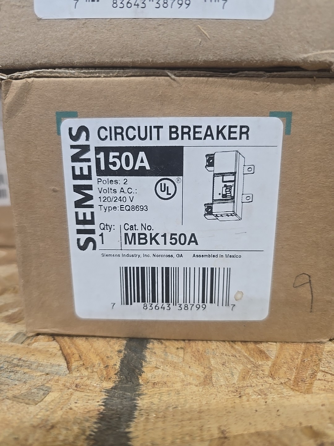 SIEMENS, MBK150A, 150A, 240V, 2 POLE MAIN CIRCUIT BREAKER *NEW IN BOX SIEMENS, MBK150A, 150A, 240V, 2 POLE MAIN CIRCUIT BREAKER *NEW IN BOX