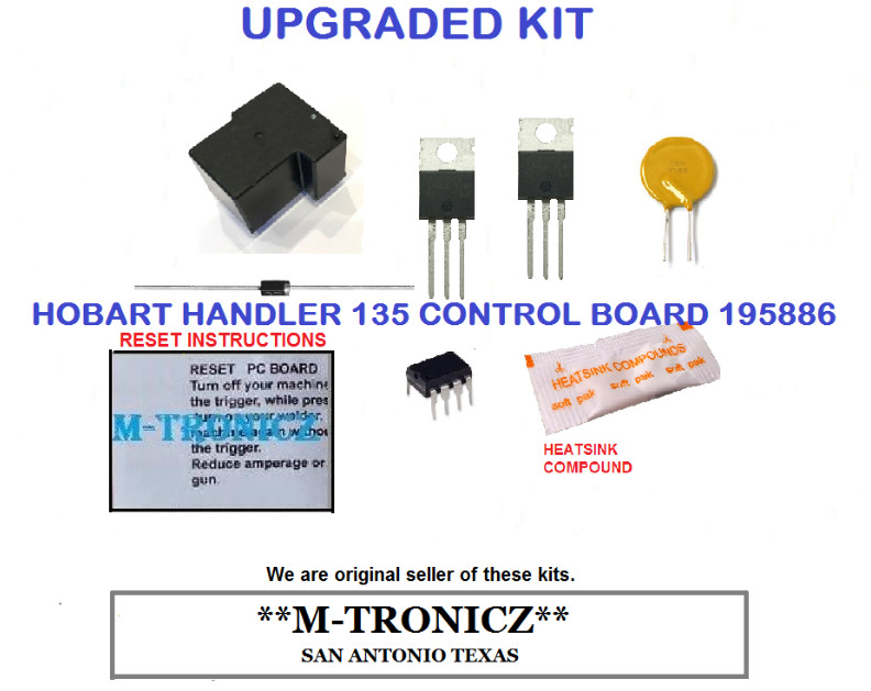 HOBART HANDLER 135 CONTROL BOARD 195886 UPGRADED KIT WITH RESET INSTRUCTIONS HOBART HANDLER 135 CONTROL BOARD 195886 UPGRADED KIT WITH RESET INSTRUCTIONS