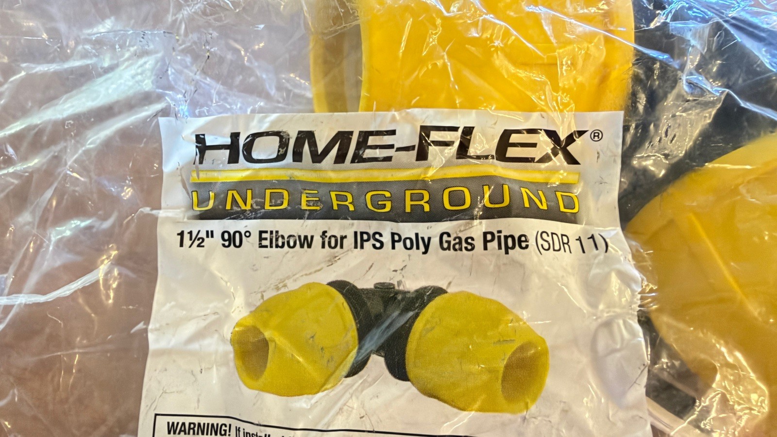 HOME-FLEX 18-406-015  1-1/2 inch Underground Yellow 90* Elbow IPS Poly Gas Pipe