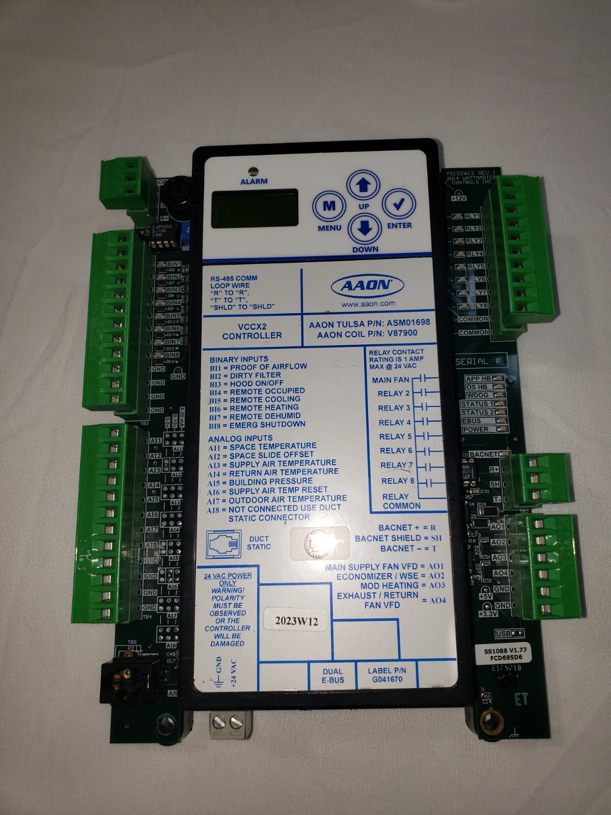AAON VCCX2 Control Board Wattmaster Orion Control Systems 24V ASM01698