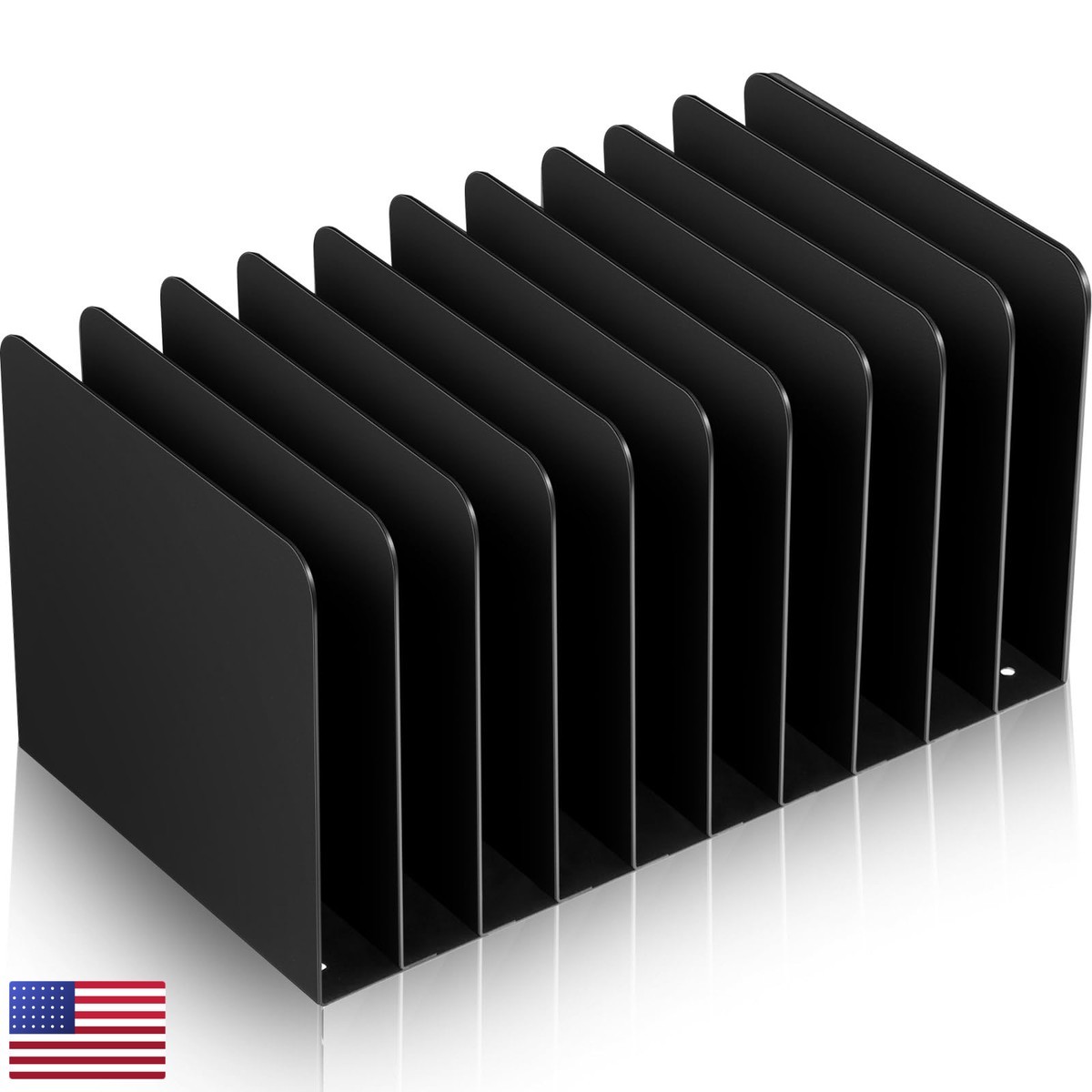 Suzile Metal Desktop File Organizer, 10 Compartment, Vertical File Sorter