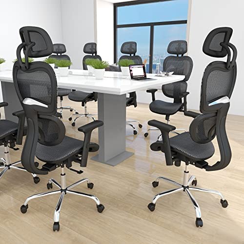 JHK ERGONOMIC HIGH BACK OFFICE CHAIR - HIGH OFFICE CHAIR WITH HEADREST, -  BLACK