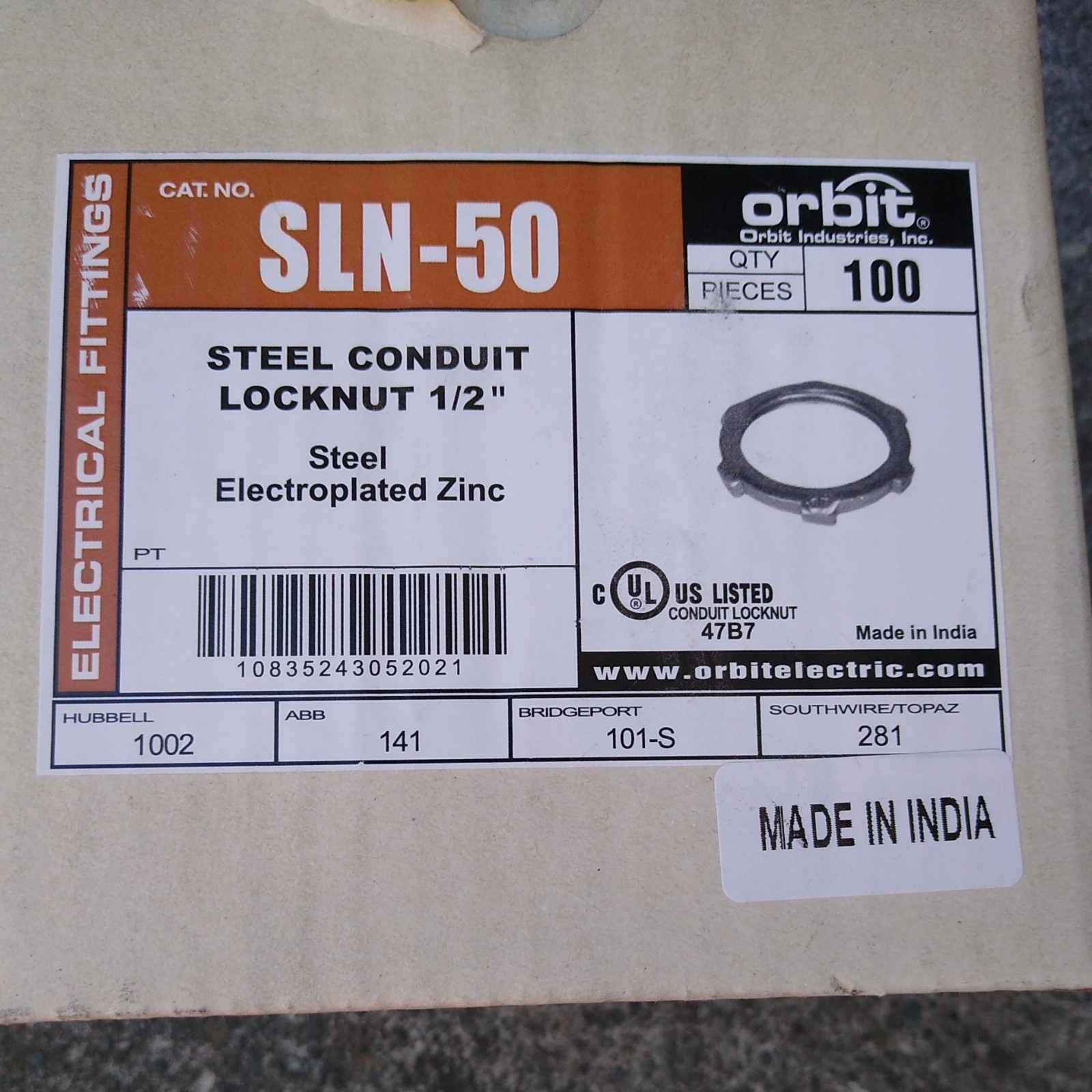 Lot of 57 Orbit SLN-50 Steel Locknut 1/2\ Lot of 57 Orbit SLN-50 Steel Locknut 1/2\