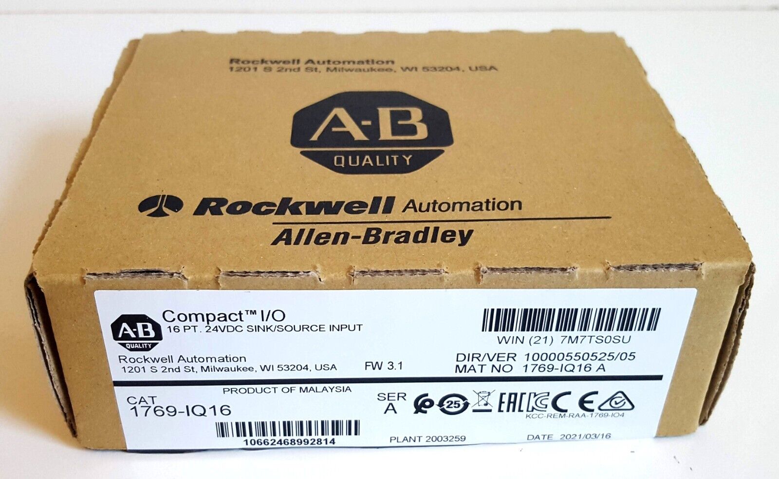 New Open Box 2021 Allen Bradley 1769-IQ16 Input Module CompactLogix 16pt 24VDC
