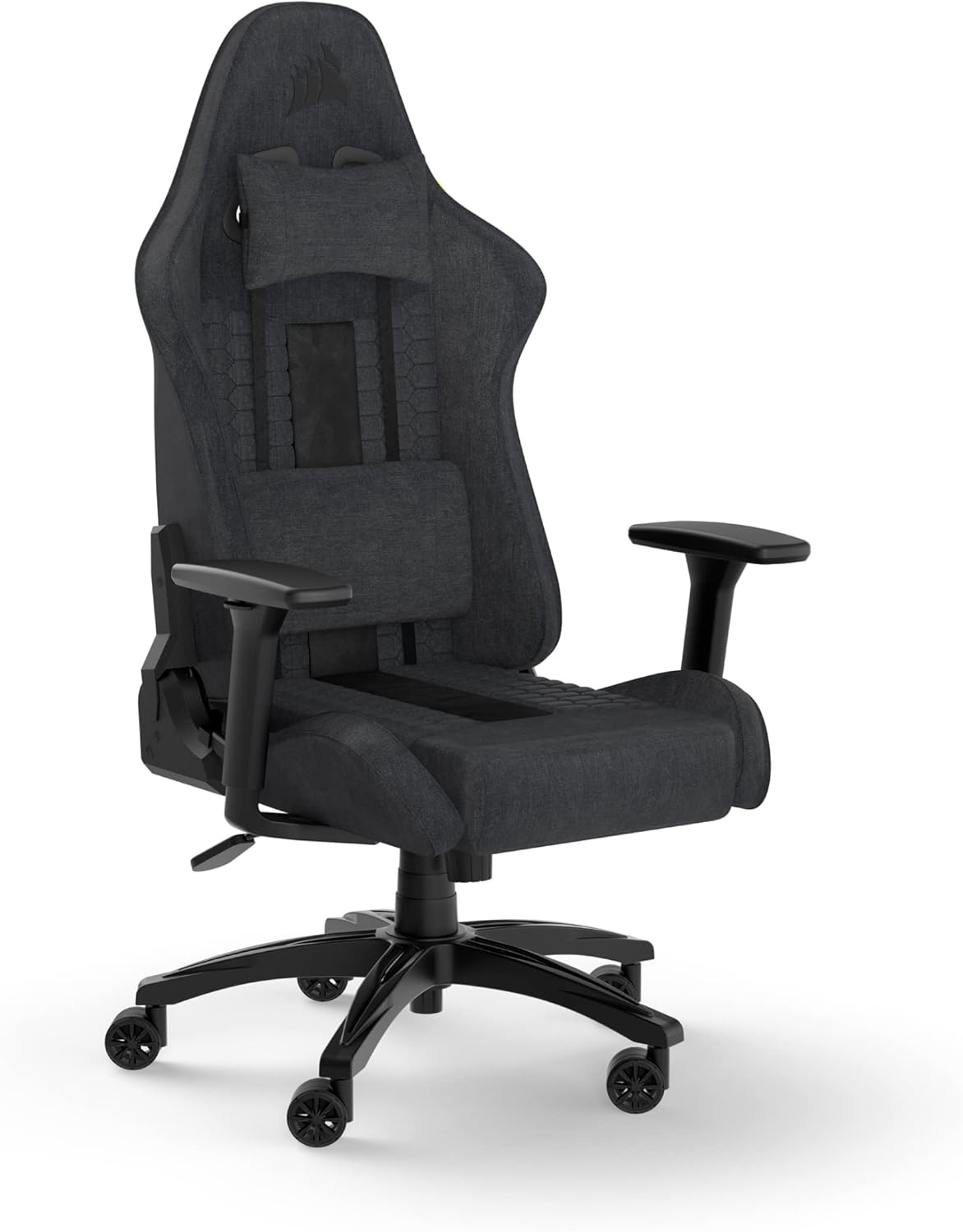 TC100 Relaxed Gaming Chair-Fabric-Racing-Inspired Design-Gray and Black