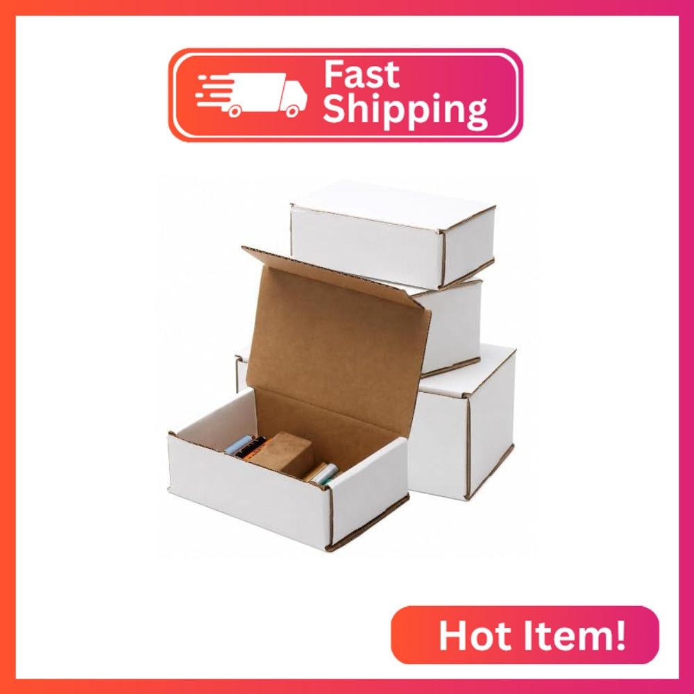 The Boxery Corrugated Mailers White Tuck Shipping Boxes (7x5x4)