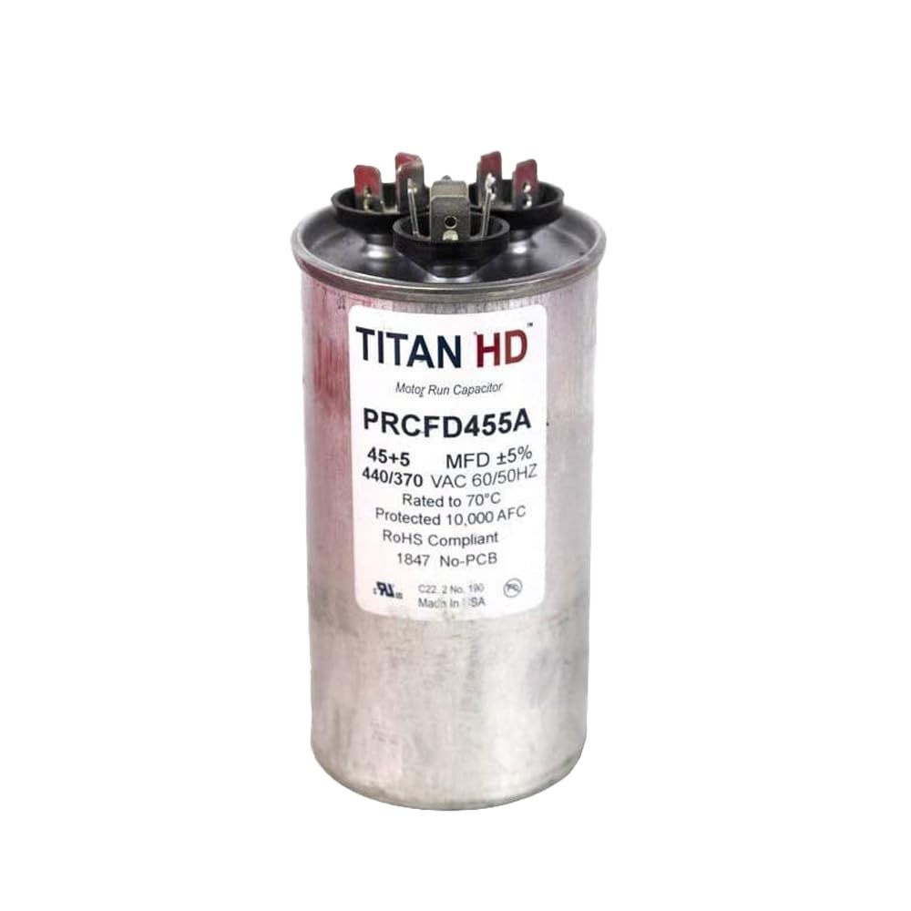 TITAN HD PRCFD455A 45 Plus 5 MFD 440/370-Volt Dual Voltage Round Run Capacitor